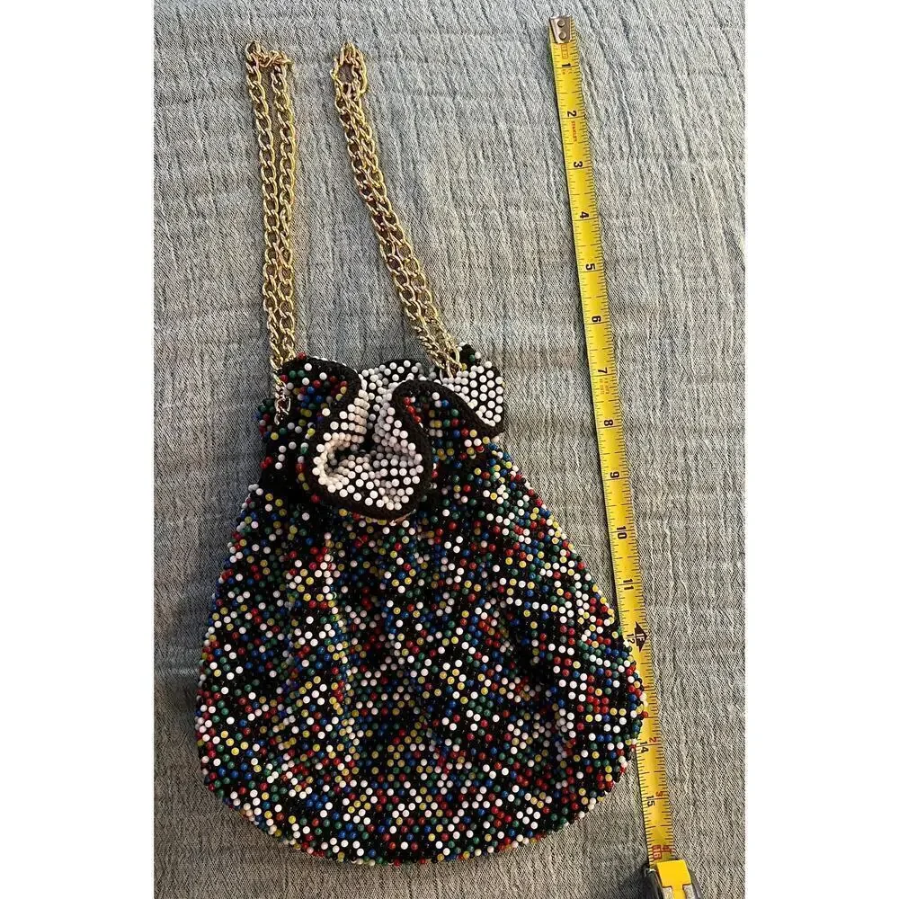 Vintage Reversible Beaded Draw string Bag